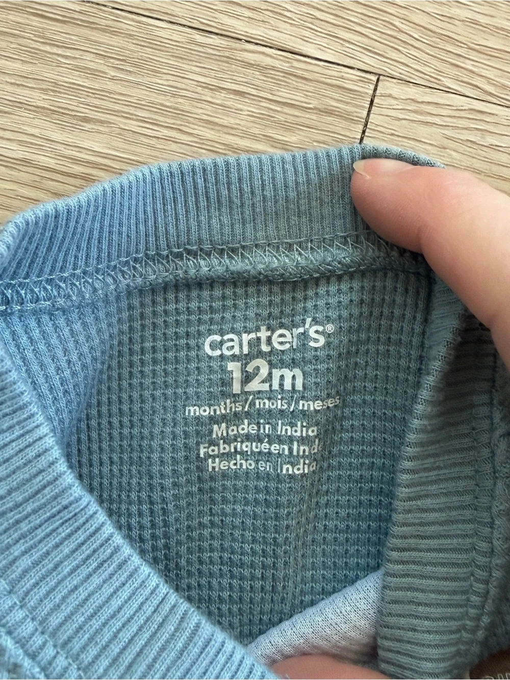 Carter's Tiny Park Ranger 12M Blue Waffle Knit National Park Henley Bodysuit